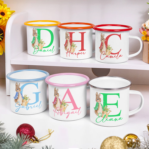 Peter rabbit bunny 12oz enamel mug with initial and name